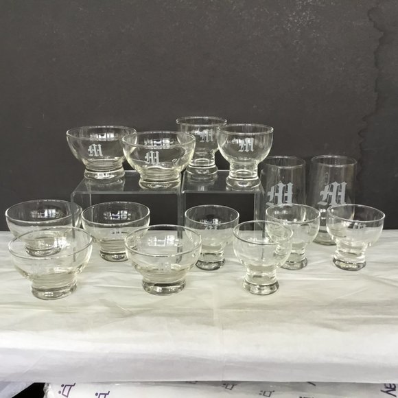 Cocktail Glassware Barware Monogram M Lot 14 - Picture 2 of 11